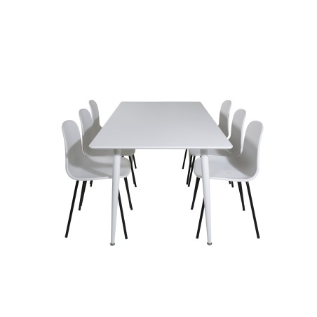 Söögilaud Polar 180 cm - Valge plaat / valged jalad + Arctic söögitool - mustad jalad - valge plastik_6
