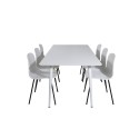 Söögilaud Polar 180 cm - Valge plaat / valged jalad + Arctic söögitool - mustad jalad - valge plastik_6