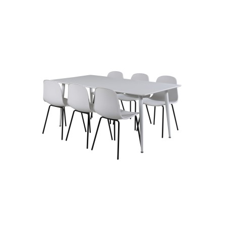 Söögilaud Polar 180 cm - Valge plaat / valged jalad + Arctic söögitool - mustad jalad - valge plastik_6
