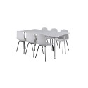 Söögilaud Polar 180 cm - Valge plaat / valged jalad + Arctic söögitool - mustad jalad - valge plastik_6