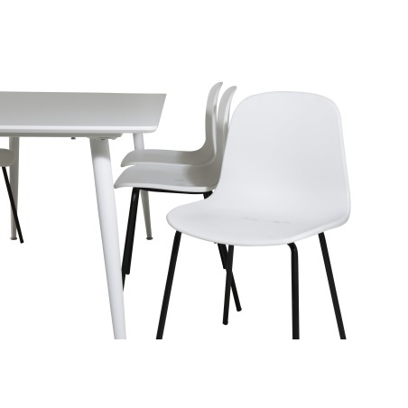 Söögilaud Polar 180 cm - Valge plaat / valged jalad + Arctic söögitool - mustad jalad - valge plastik_6