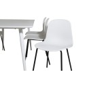Söögilaud Polar 180 cm - Valge plaat / valged jalad + Arctic söögitool - mustad jalad - valge plastik_6