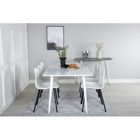Söögilaud Polar 180 cm - Valge plaat / valged jalad + Arctic söögitool - mustad jalad - valge plastik_6