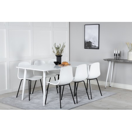 Söögilaud Polar 180 cm - Valge plaat / valged jalad + Arctic söögitool - mustad jalad - valge plastik_6