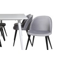 Söögilaud Polar 180 cm - Valge kate / valged jalad+velvet söögitool - helehall / must_6