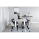 Söögilaud Polar 180 cm - Valge kate / valged jalad+velvet söögitool - helehall / must_6