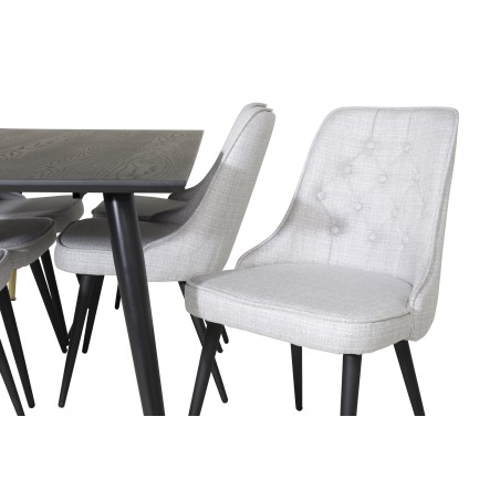 Dipp söögilaud - 180*90cm - must / must messing+velvet Deluxe söögitool - mustad jalad - helehall kangas_6