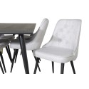 Dipp söögilaud - 180*90cm - must / must messing+velvet Deluxe söögitool - mustad jalad - helehall kangas_6