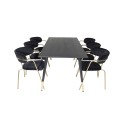 Dipp söögilaud - 180*90cm - Must / Must Brass+Nool tugitool - Messingist jalad - Black Velvet_6
