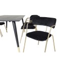 Dipp söögilaud - 180*90cm - Must / Must Brass+Nool tugitool - Messingist jalad - Black Velvet_6