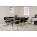Dipp söögilaud - 180*90cm - Must / Must Brass+Nool tugitool - Messingist jalad - Black Velvet_6