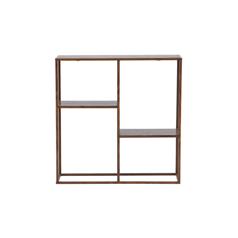 Staal raamaturiiul 80x26x81 cm - terasraam pähkel / MDF 3D paberiga