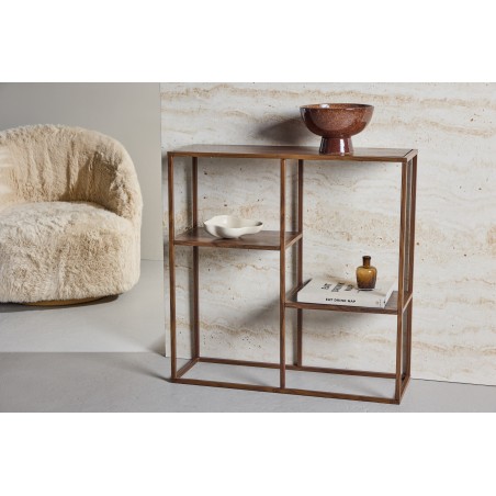 Staal raamaturiiul 80x26x81 cm - terasraam pähkel / MDF 3D paberiga