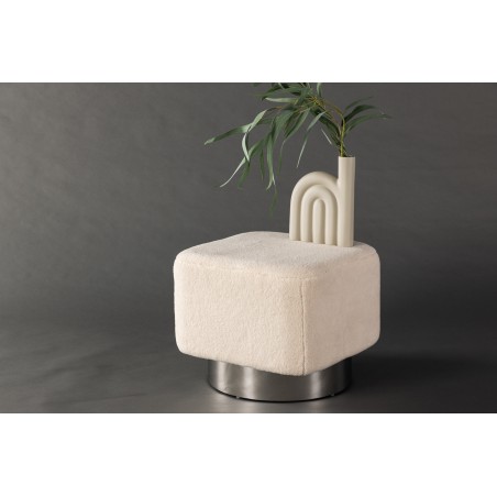 Newtoni ottoman/tumba – hõbedane / valkjas fliis