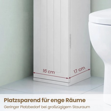 2 vannitoakapi komplekt 3 eemaldatava riiuliga, laius 16cm, wc-kapp, valge