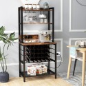Veinibaari kapp tööstuslik veiniriiul 4 klaasihoidjaga 76 x 48 x 162,5 cm vintage pruun