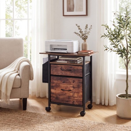 Kahe sahtliga mobiilne failikapp laiendatud lauaplaadi ja avatud hoiuriiuliga - Rustic Brown