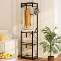 Riiulitega riidenagi Eraldiseisev õhuke 6 konksuga - Rustic Brown