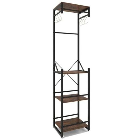 Riiulitega riidenagi Eraldiseisev õhuke 6 konksuga - Rustic Brown