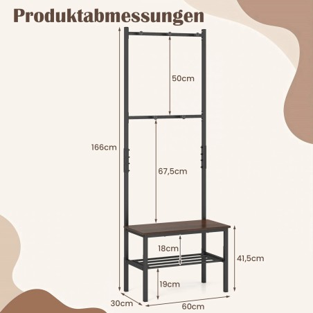 Kolm-ühes riidenagi eraldiseisev konksudega 
