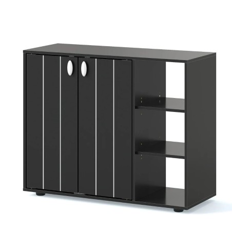 Ustega kingakapp, 3-astmeline jalatsiriiul reguleeritavate lahtiste riiulitega, hoiukapp, 80 x 31 x 64,5 cm, must