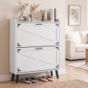 Kingakapp 2 rippsahtliga, eraldiseisev jalatsiriiul, 80 x 24 x 103 cm, valge