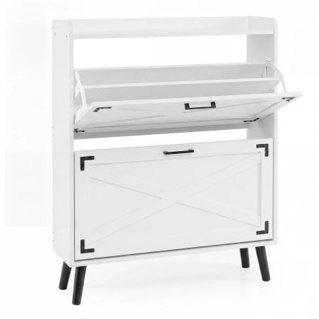 Kingakapp 2 rippsahtliga, eraldiseisev jalatsiriiul, 80 x 24 x 103 cm, valge