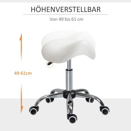 Reguleeritava kõrgusega pöörlev sadultaburet 49–61 cm, kreemvalge
