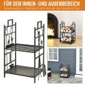 Kaminatarvikutega küttepuualus – Rauast küttepuuriiul/-hoidik – Must ja kuldne – 51,5 x 33 x 77 cm
