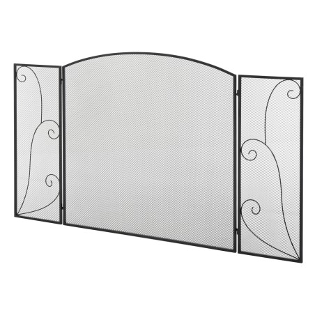 Kaminasirm, 3-osaline, kokkupandav, painduv, metallist, must, 132,5 x 76,5 cm