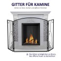 Kaminasirm, 3-osaline, kokkupandav, painduv, metallist, must, 132,5 x 76,5 cm