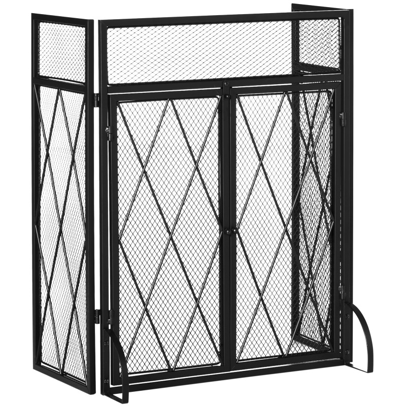 Kokkupandav kolmeosaline sädemekaitse, 120 cm x 79 cm, must