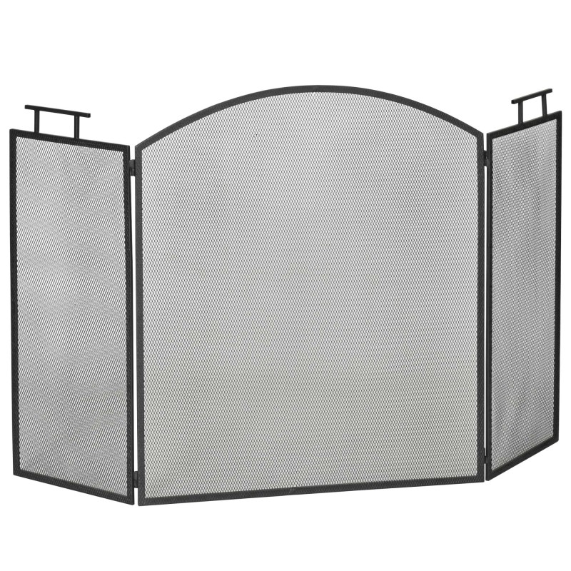 Kokkupandav kaminasirm / sädemekaitse – metall – 110 x 24 x 76,5 cm – must