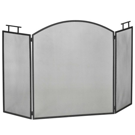 Kokkupandav kaminasirm / sädemekaitse – metall – 110 x 24 x 76,5 cm – must