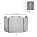 Kokkupandav kaminasirm / sädemekaitse – metall – 110 x 24 x 76,5 cm – must