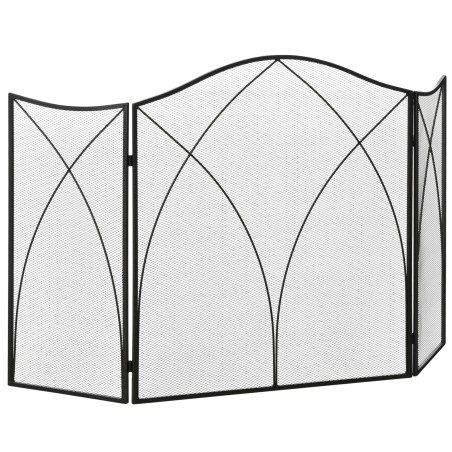 Kaminasirm sädemekaitsega, kolmeosaline, metallraam, pinnakattega viimistlus, 108 x 2 x 76 cm, must