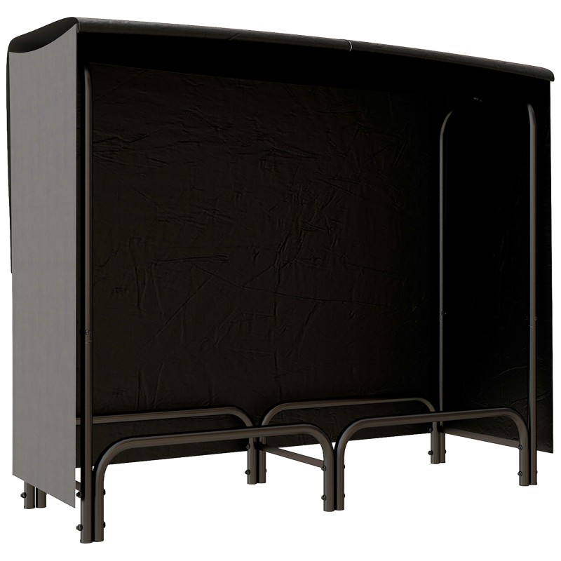 Küttepuude hoidik, 0,33 m³, koos kandekoti ja kattega, metallraam, kandevõime kuni 150 kg, 120 x 36 x 99 cm, must