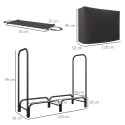 Küttepuude hoidik, 0,33 m³, koos kandekoti ja kattega, metallraam, kandevõime kuni 150 kg, 120 x 36 x 99 cm, must