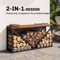 2-ühes küttepuuriiul siseruumidesse (98 x 28 x 50 cm) – kõrgendatud küttepuualus koos riiuli, vaheosa ja abilauaga