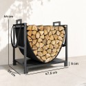 Küttepuude hoidik 47,5 x 33 x 44 cm – kõrgendatud alusega hoidik ja lõuendist kandekott (kuni 50 kg) 