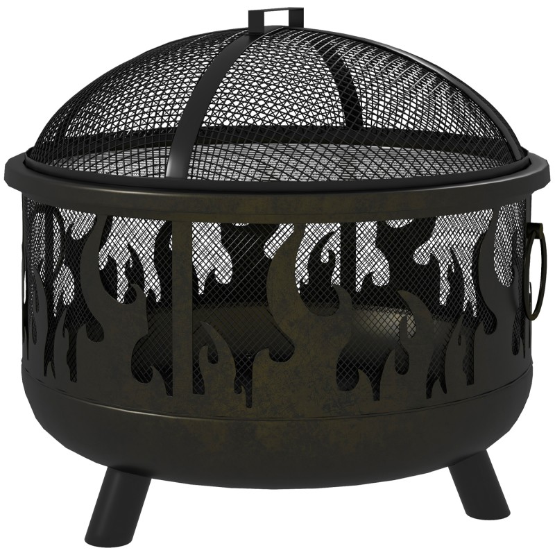 Tulekauss sädemekaitse ja tulepokkeriga, Ø61,5 × 52 cm, must