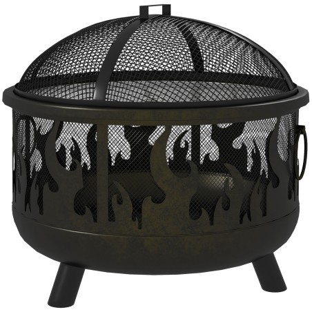 Tulekauss sädemekaitse ja tulepokkeriga, Ø61,5 × 52 cm, must