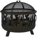 Tulekauss sädemekaitse ja tulepokkeriga, Ø61,5 × 52 cm, must