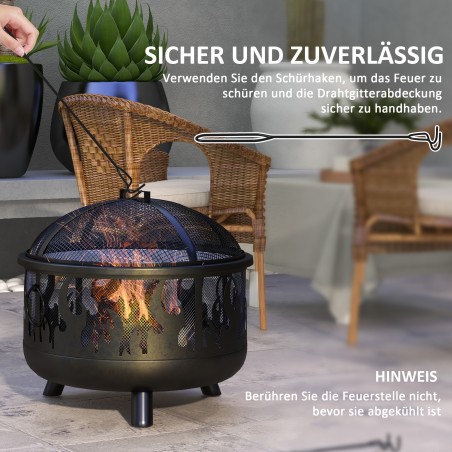 Tulekauss sädemekaitse ja tulepokkeriga, Ø61,5 × 52 cm, must