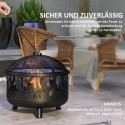 Tulekauss sädemekaitse ja tulepokkeriga, Ø61,5 × 52 cm, must