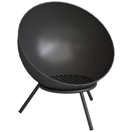 Reguleeritav tulease 60 × 53 × 66 cm, söeresti ja tulehargiga, must