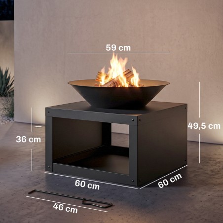 Ümmargune tulease Ø59 cm puudealuse ja tulehargiga, must