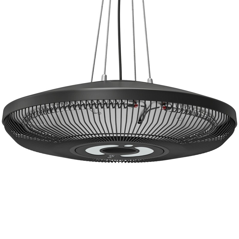 Riputatav 2000 W süsinikelemendiga infrapuna-laesoojendi LED-valgustuse, puute- ja kaugjuhtimise ning kahe kütterežiimiga