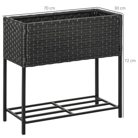 Kõrgendatud lillekast polürotangist ja metallraamiga, 70 × 30 × 70 cm