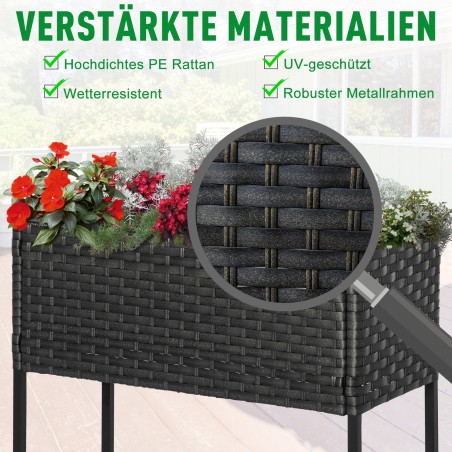 Kõrgendatud lillekast polürotangist ja metallraamiga, 70 × 30 × 70 cm